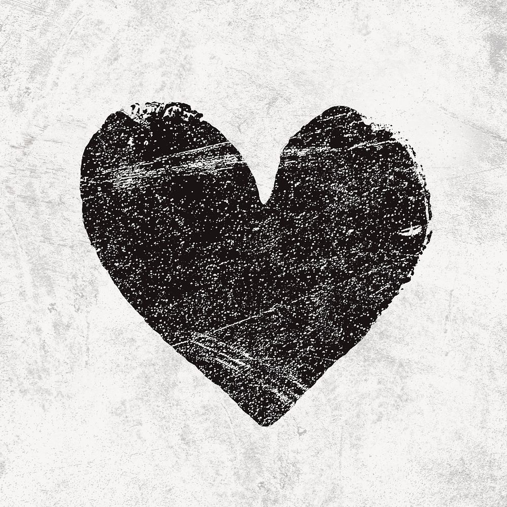 Black grunge heart clipart, dark design 