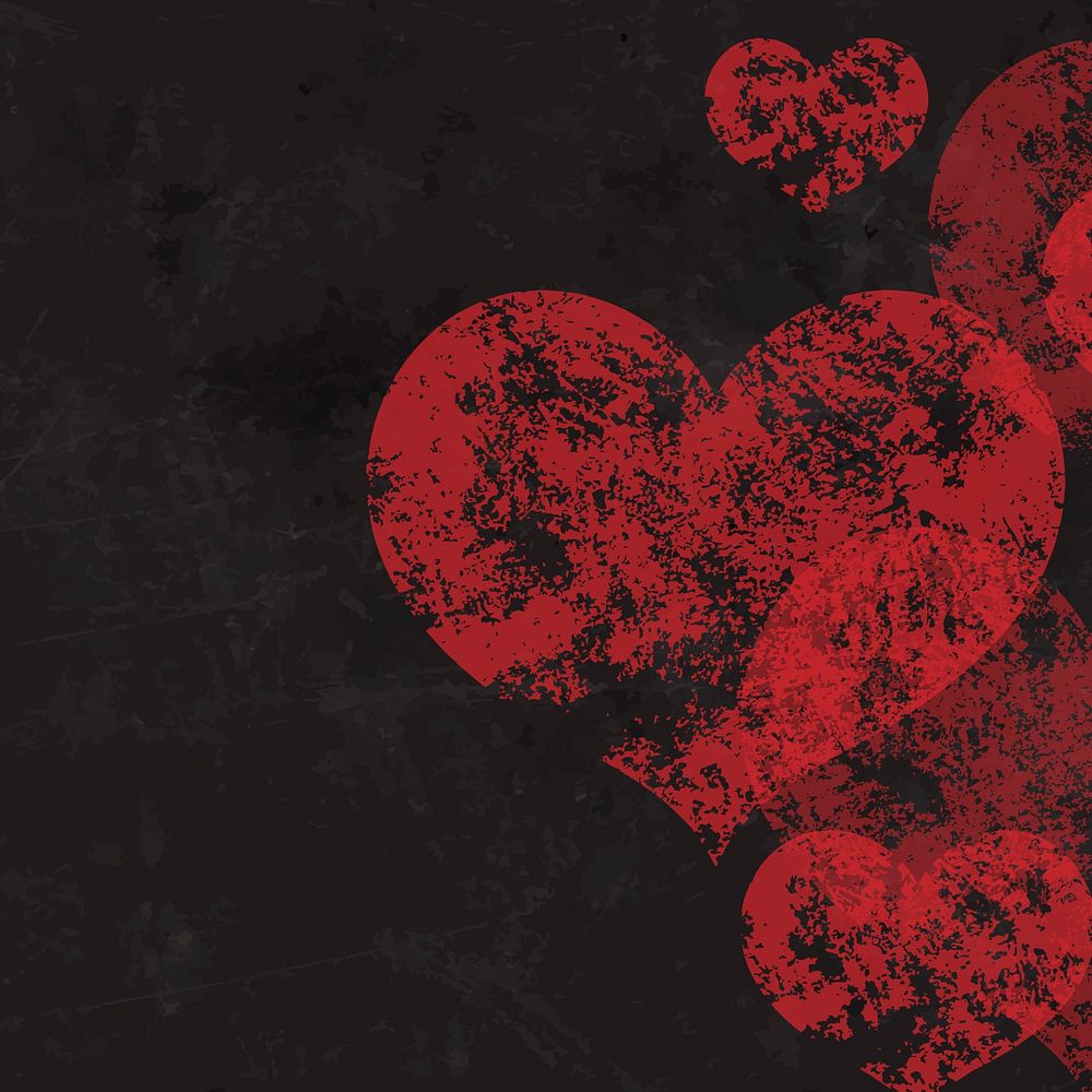 Black background, heart grunge design vector