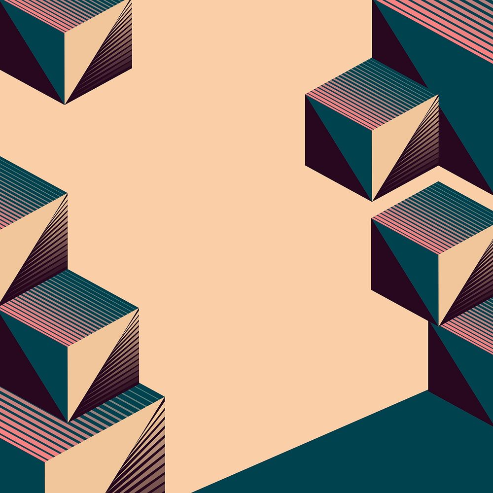 Cubic pattern frame background, geometric retro graphic design