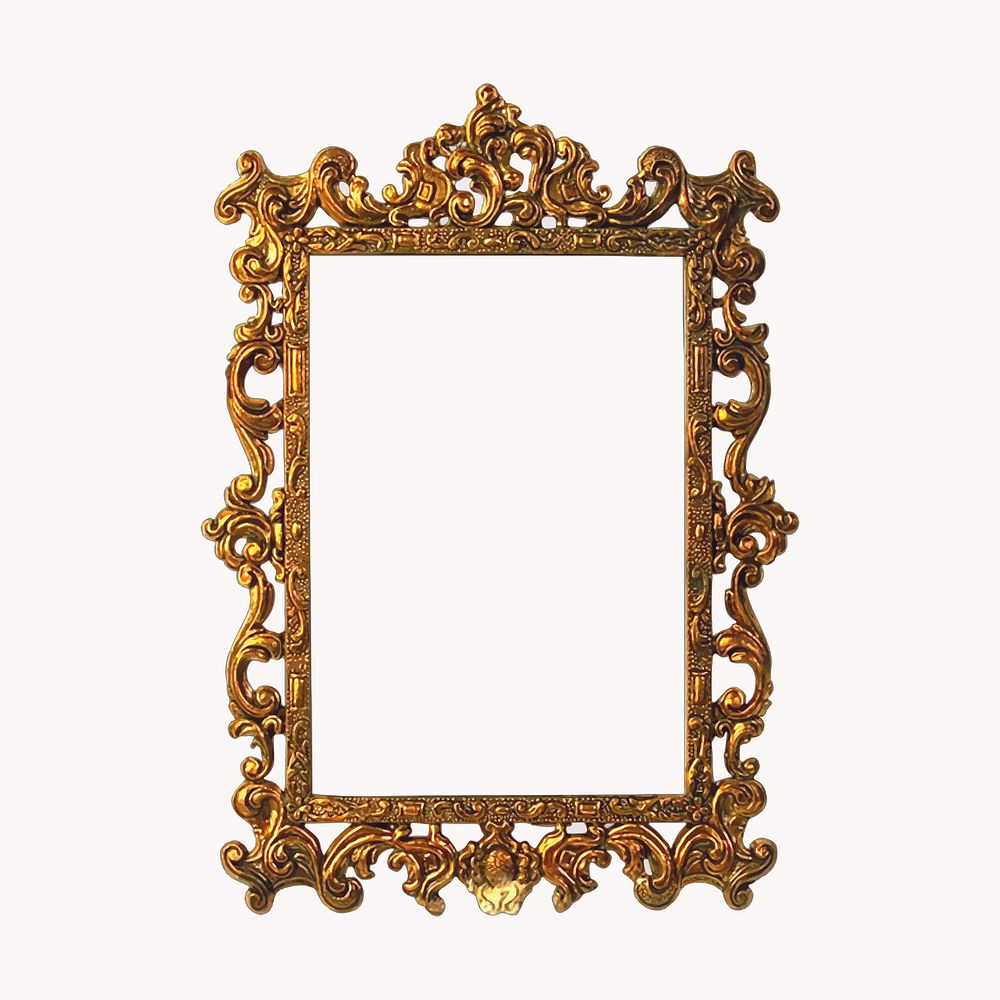 Gold mirror frame, vintage decor illustration vector. Free public domain CC0 image.