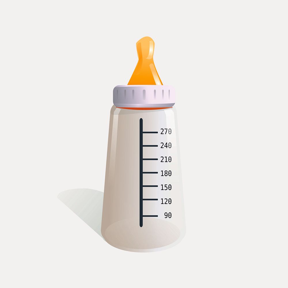 Baby bottle clipart, object illustration vector. Free public domain CC0 image.