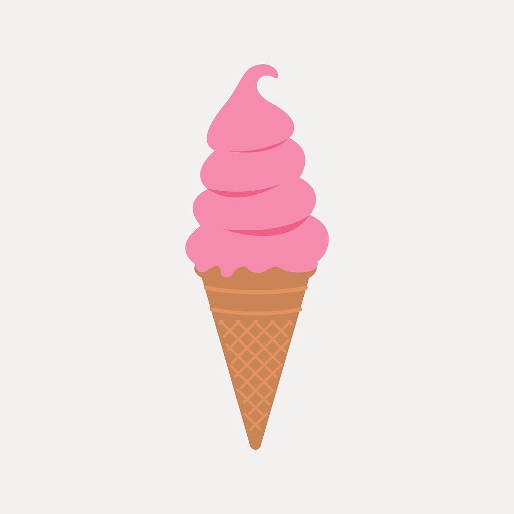 Strawberry soft serve clipart, dessert illustration vector. Free public domain CC0 image.