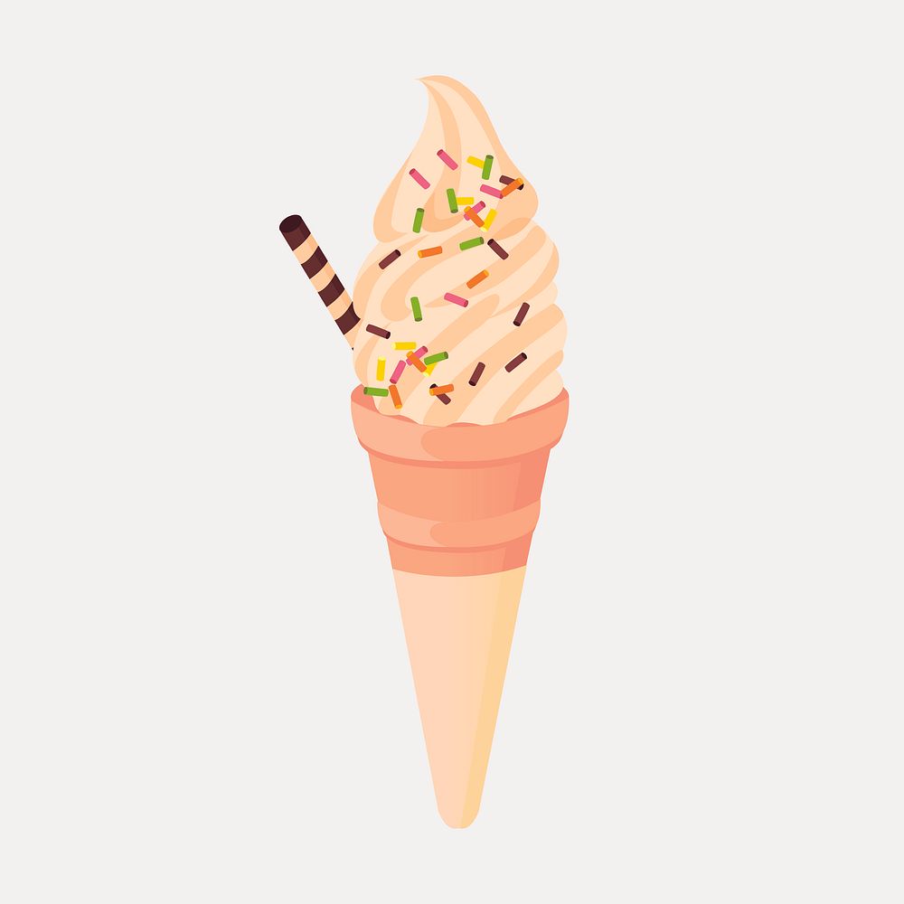 Ice-cream cone clipart, dessert illustration vector. Free public domain CC0 image.