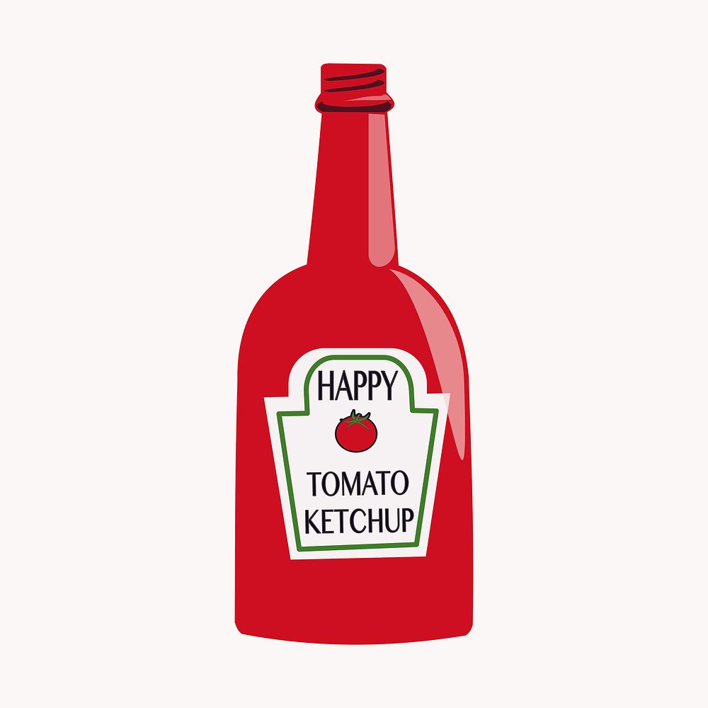 Ketchup bottle sticker, object illustration vector. Free public domain CC0 image.
