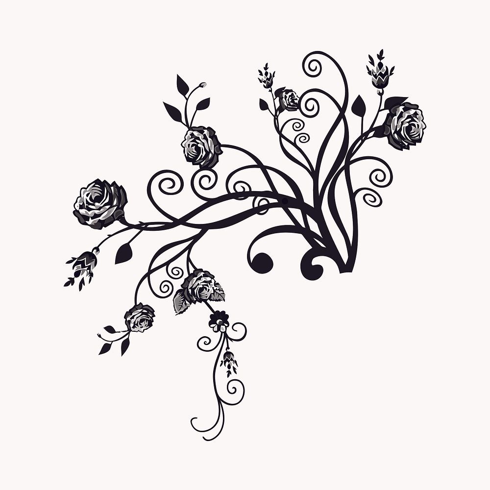 Flower flourish illustration clipart vector. Free public domain CC0 image