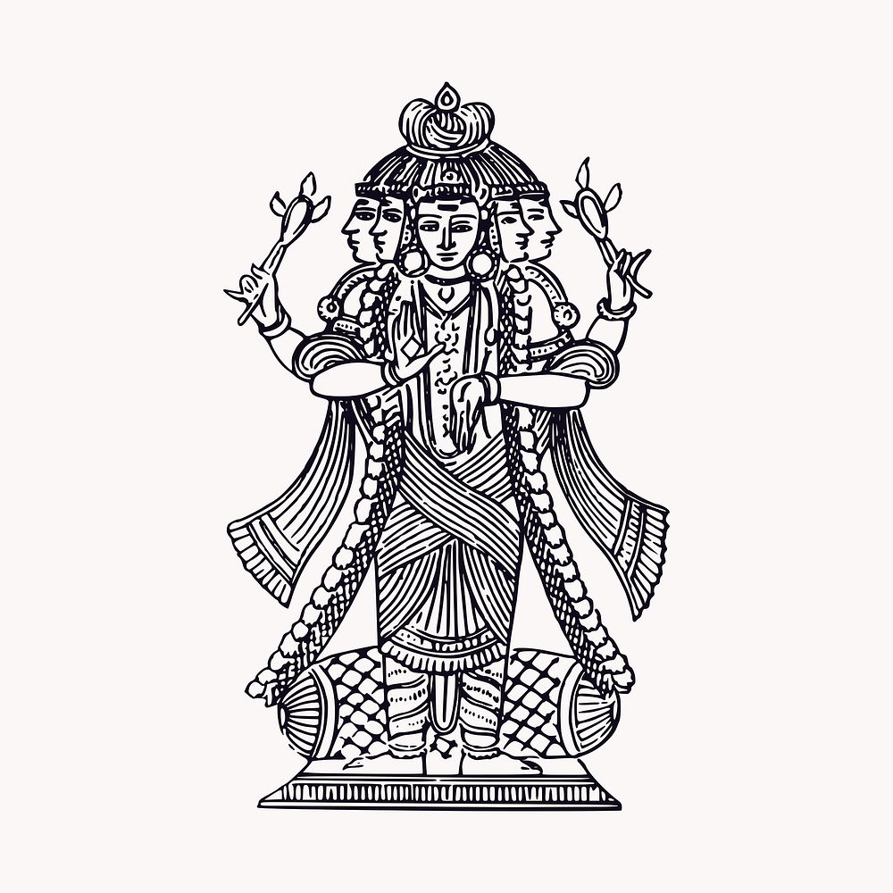 Mahadeva, Hindu god illustration clipart vector. Free public domain CC0 image