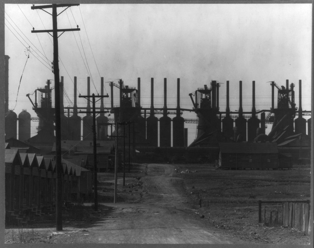 Steelmill and workers' houses. Birmingham, Alabama. Sourced from the Library of Congress.