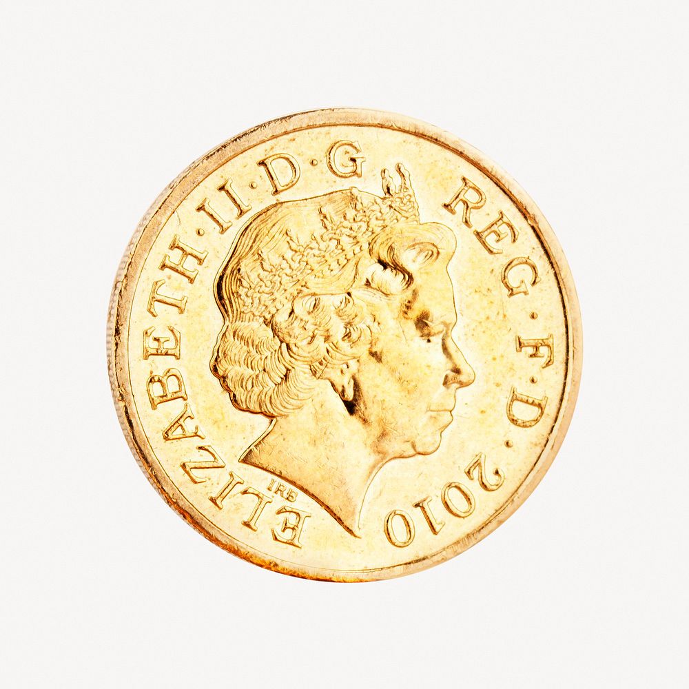 UK one pound sterling sticker, British money collage element psd. Location unknown, 4 MAY 2017.