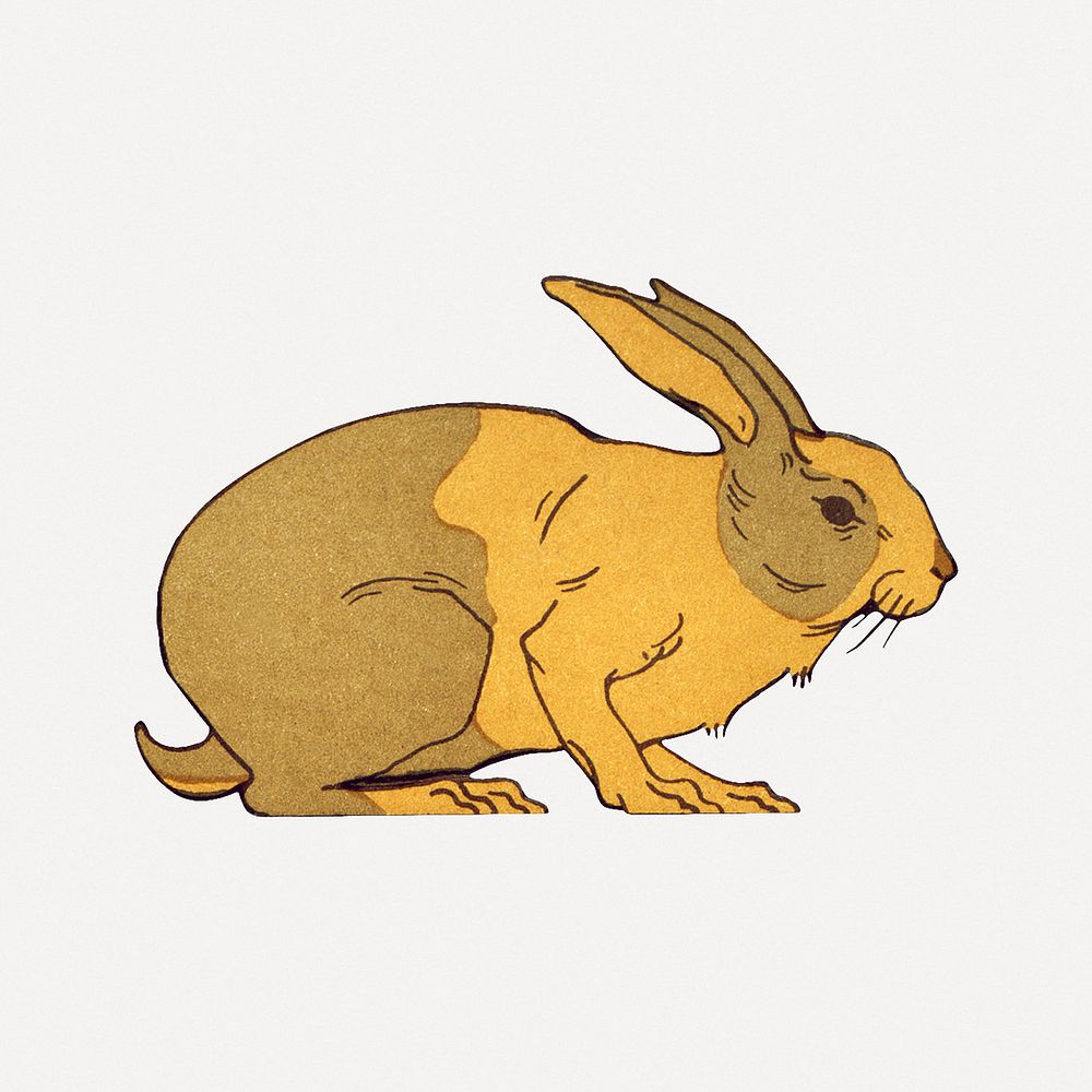 Rabbit sticker, vintage animal illustration psd