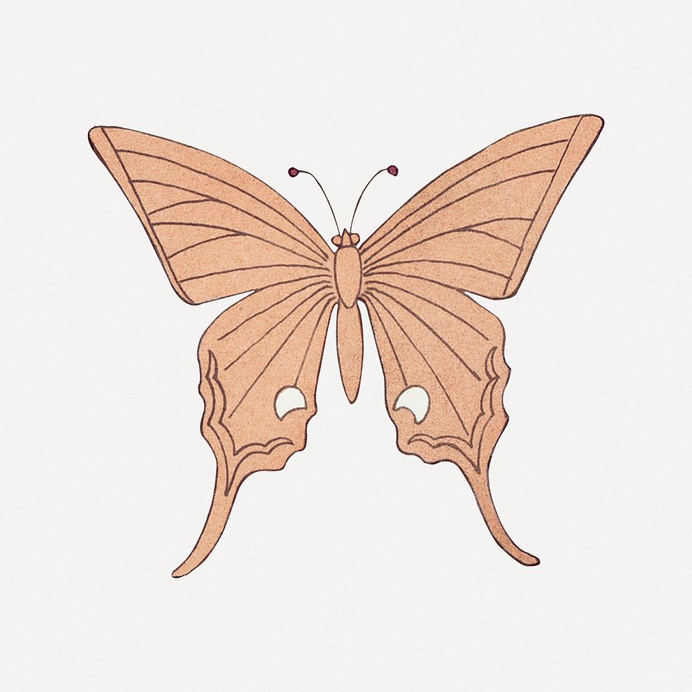 Vintage butterfly sticker, aesthetic decoration psd