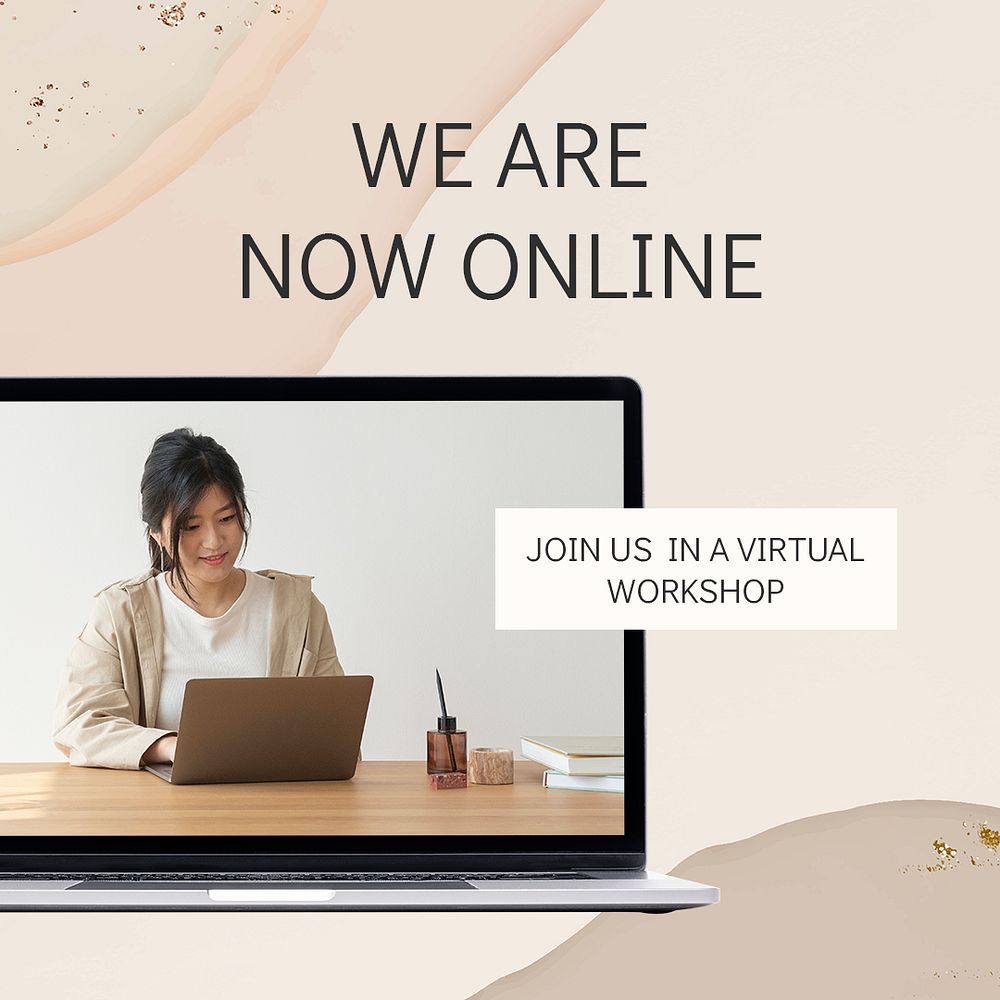 Virtual workshop Instagram post template, editable text psd