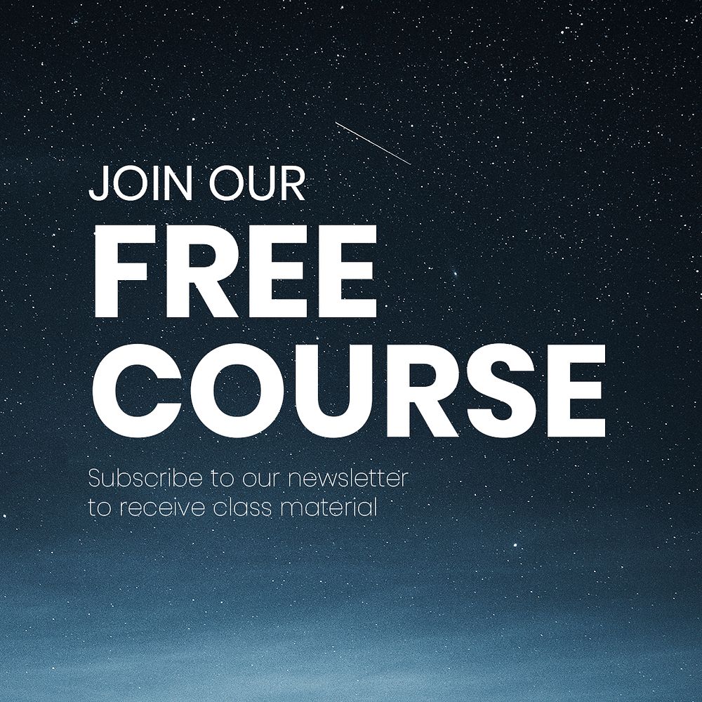 Free course Instagram post template, editable text psd