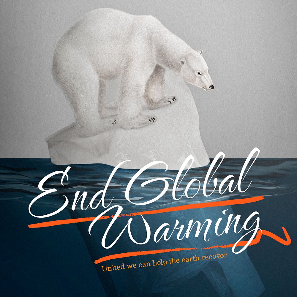 Global warming  Instagram post template, editable text psd