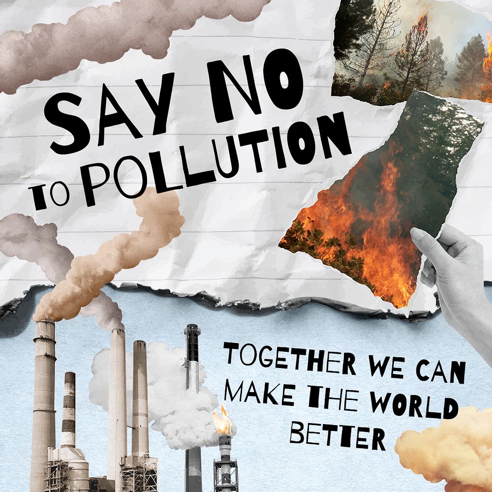 Stop pollution Instagram post template, editable text psd