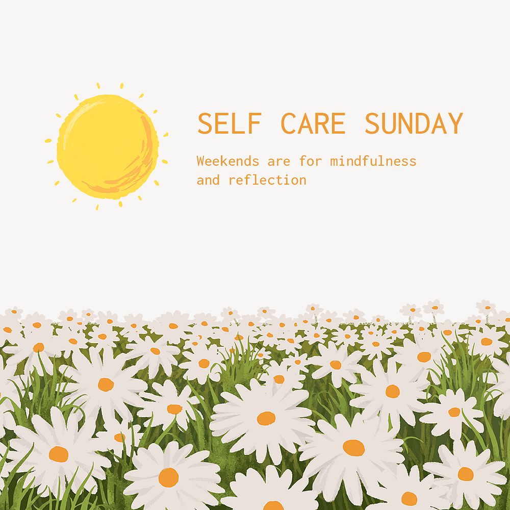 Self care Instagram post template, editable text psd