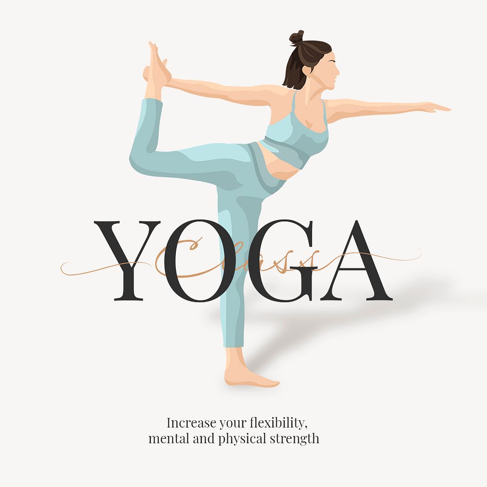 Yoga class Instagram post template, editable text psd