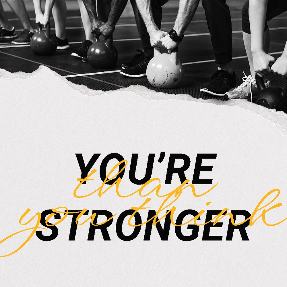 You're stronger Instagram post template, inspirational sports quote psd