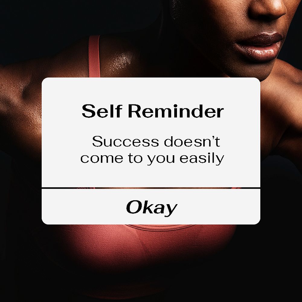 Self reminder Instagram post template, sports quote psd