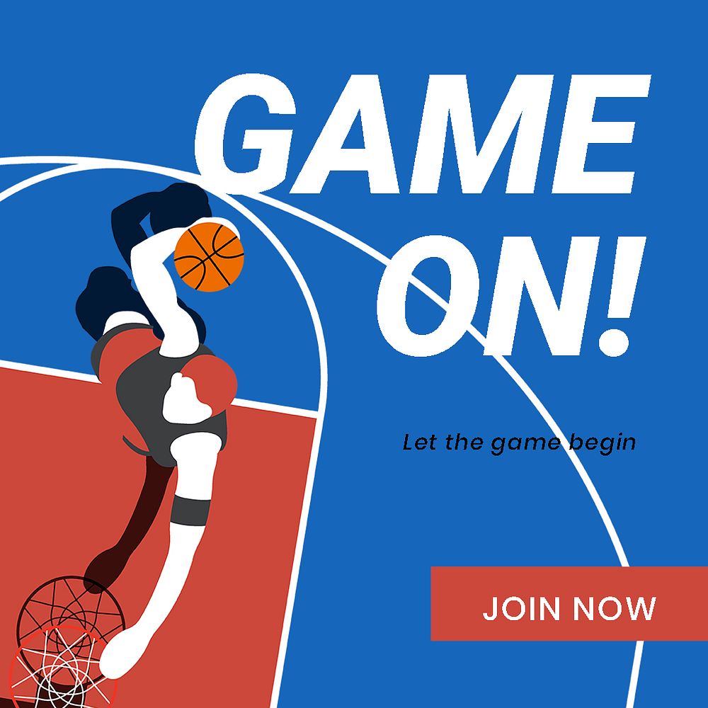 Basketball sport Instagram post template, game on! quote psd