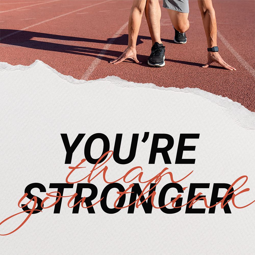 You're stronger Instagram post template, inspirational sports quote psd