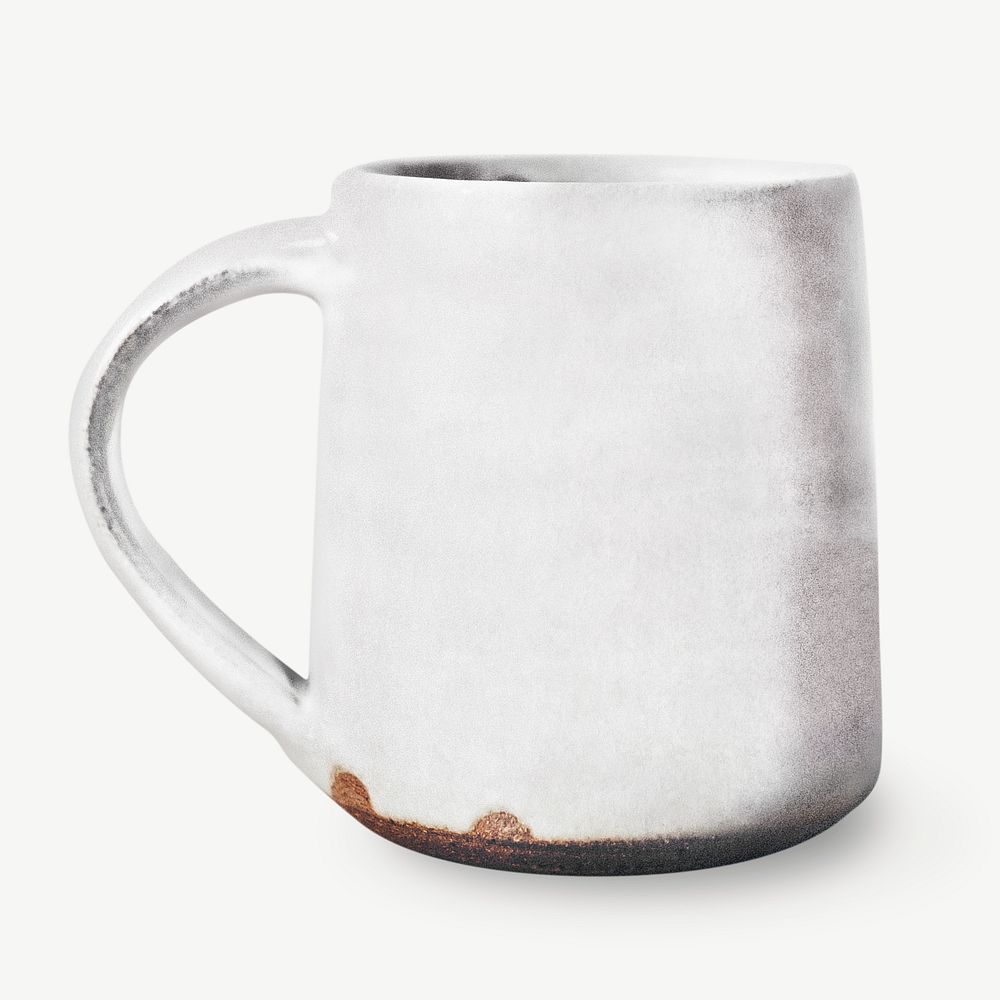 White ceramic mug sticker, utensil image psd