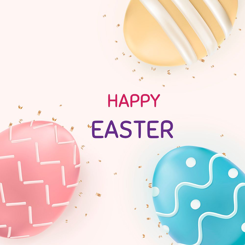 Happy Easter editable template psd colorful eggs festival celebration greeting social media post