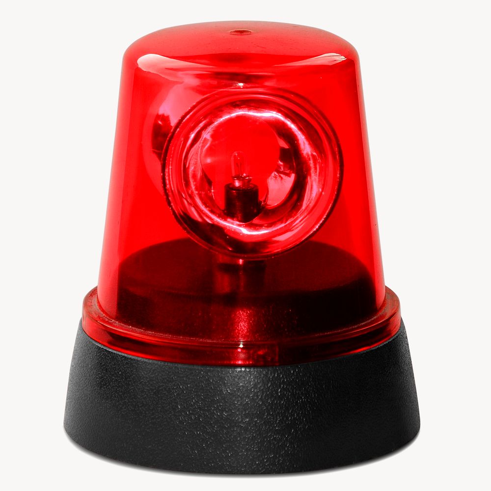 Red siren light, emergency flash isolated image