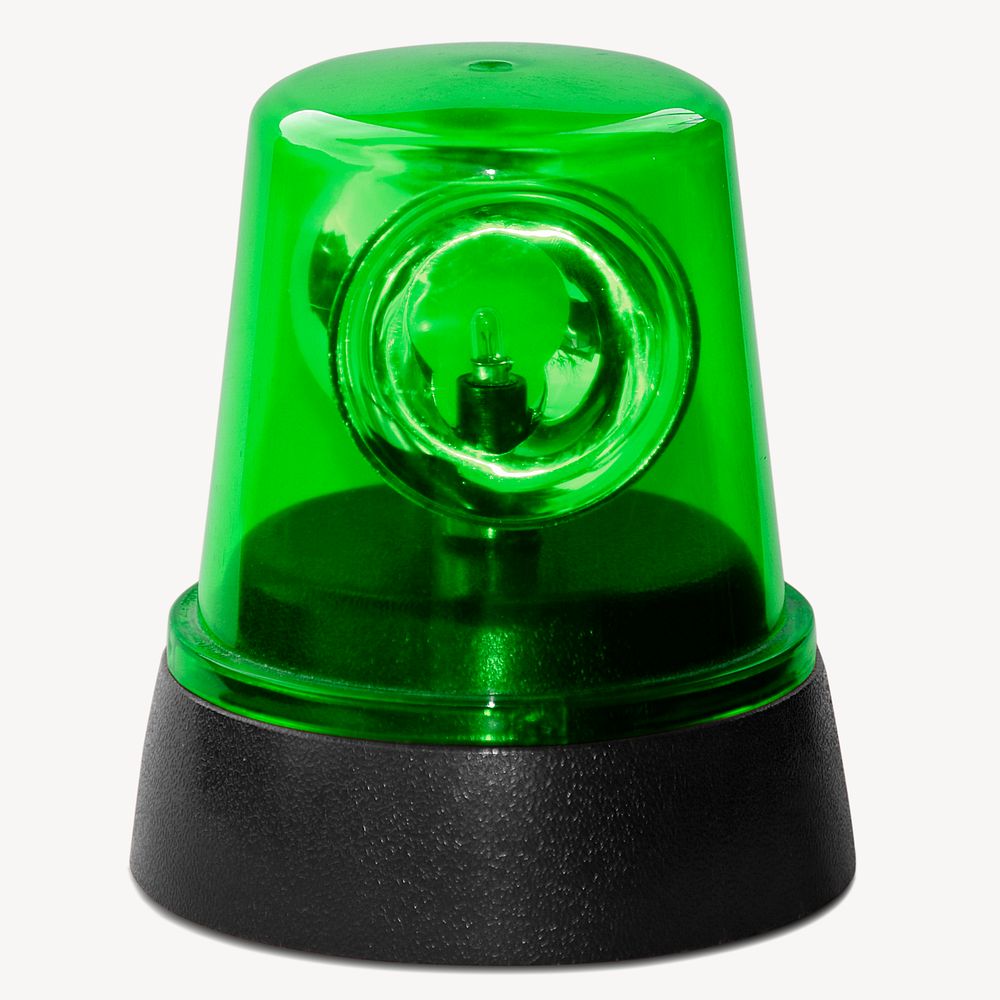 Green siren light sticker, emergency flash isolated image psd