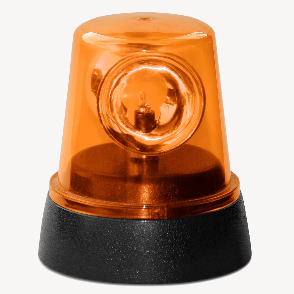 Orange siren light sticker, emergency flash isolated image psd