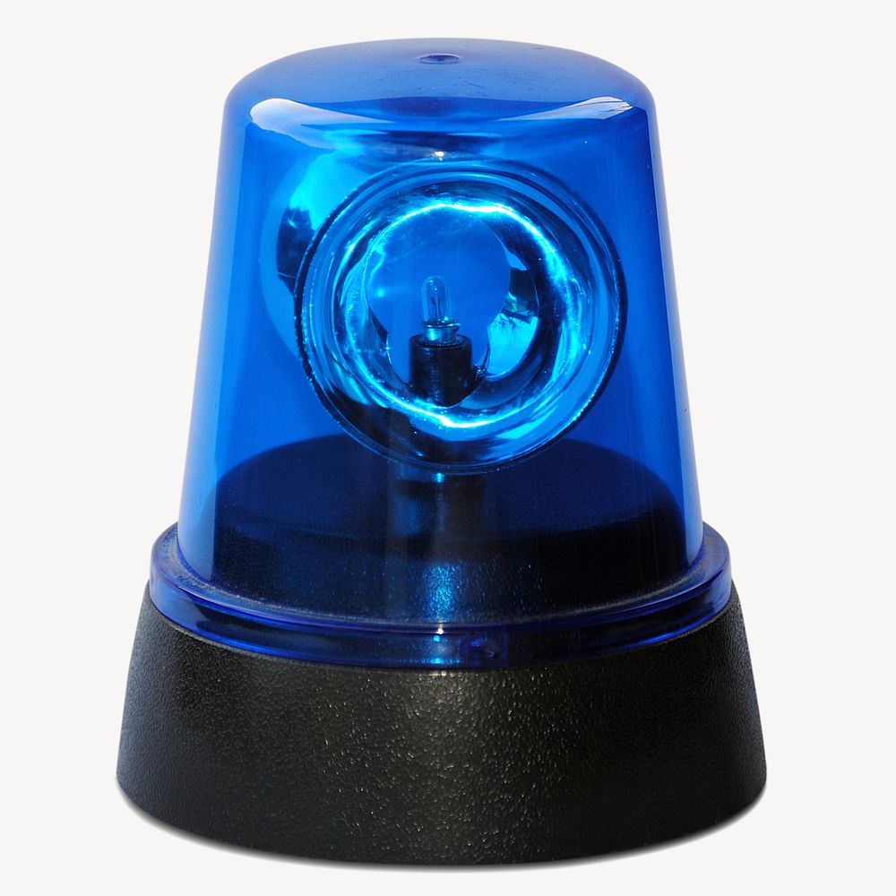 Blue siren light sticker, emergency flash isolated image psd