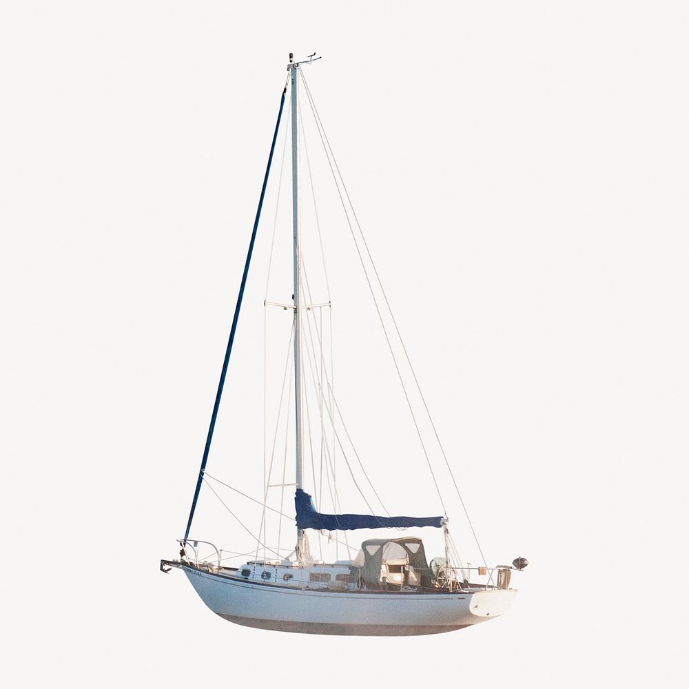 Sailboat collage element, vehicle psd