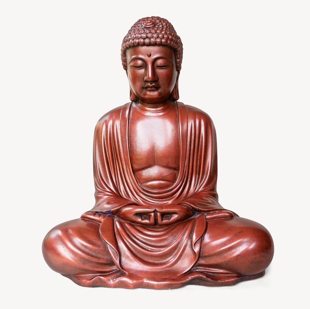 Buddha statue sticker, Buddhism religion sculpture image psd