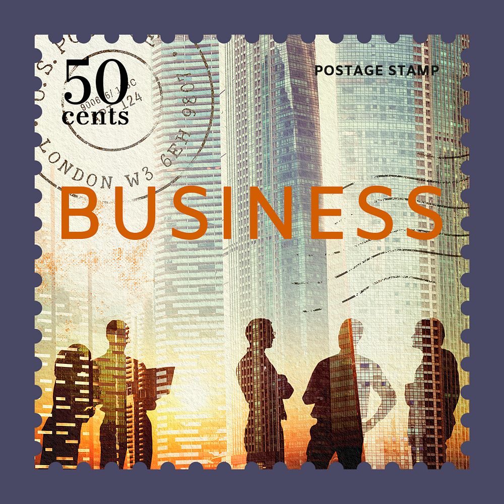 Business  postage stamp template psd