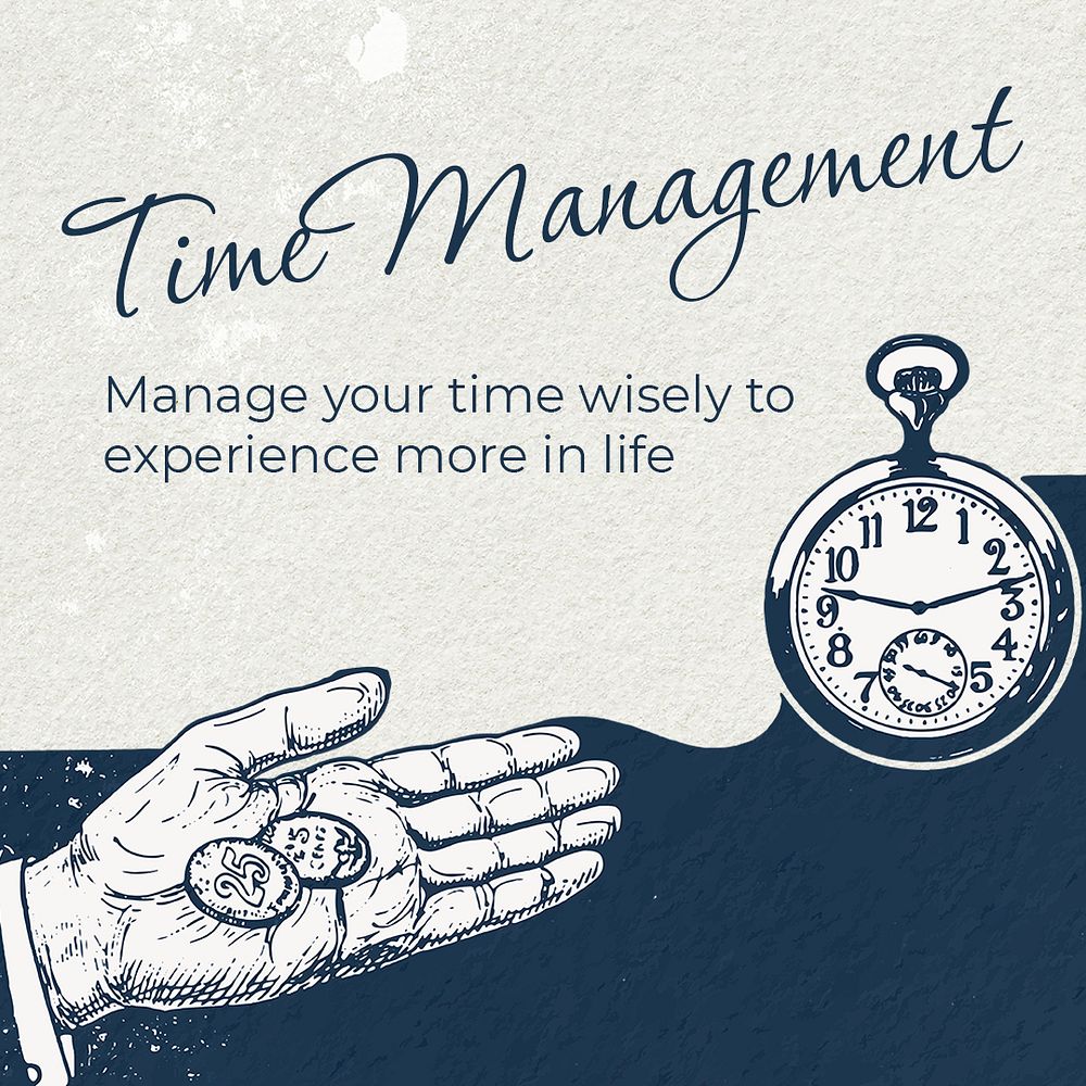 Time management Instagram post template, business remixed media psd