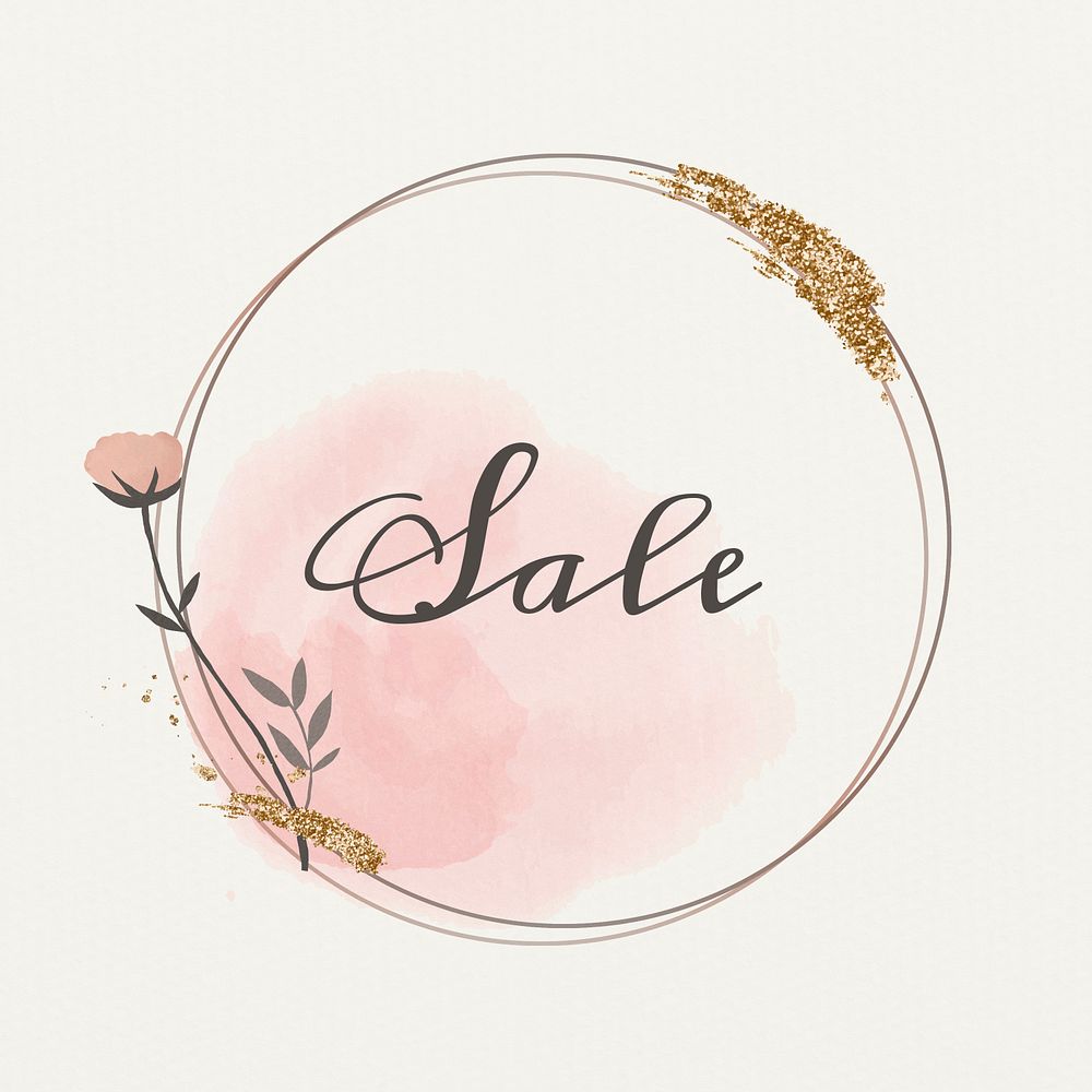 Sale word badge floral frame