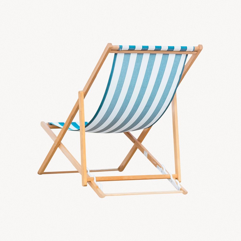 Wooden beach chair, off white background design