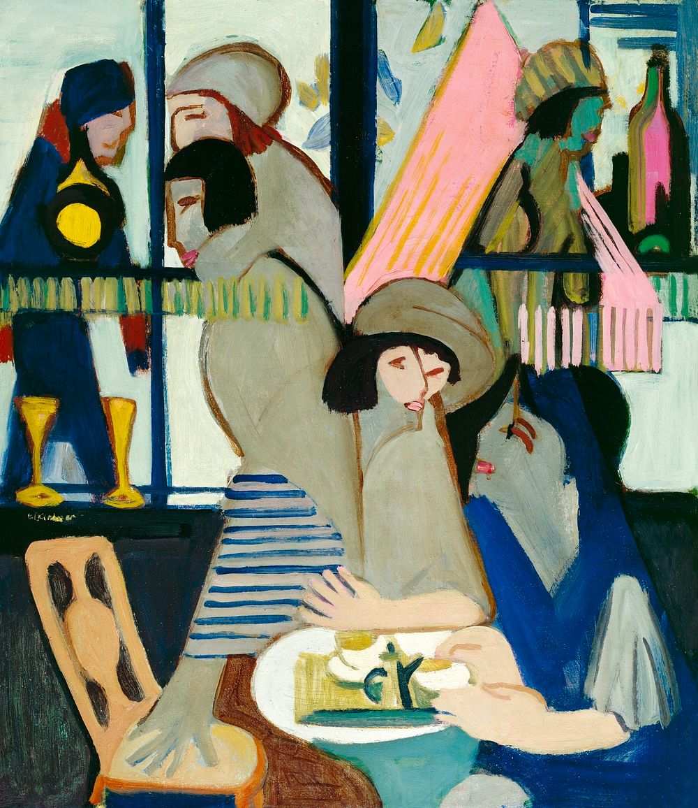 Cafe (1928) painting in high resolution by Ernst Ludwig Kirchner. Original from The Detroit Institute of Arts. Digitally…