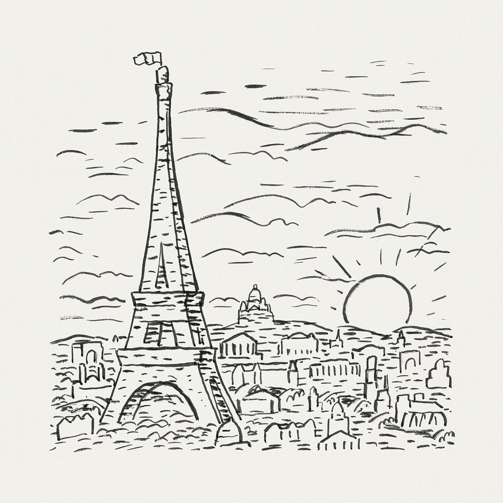 easy eiffel tower doodle