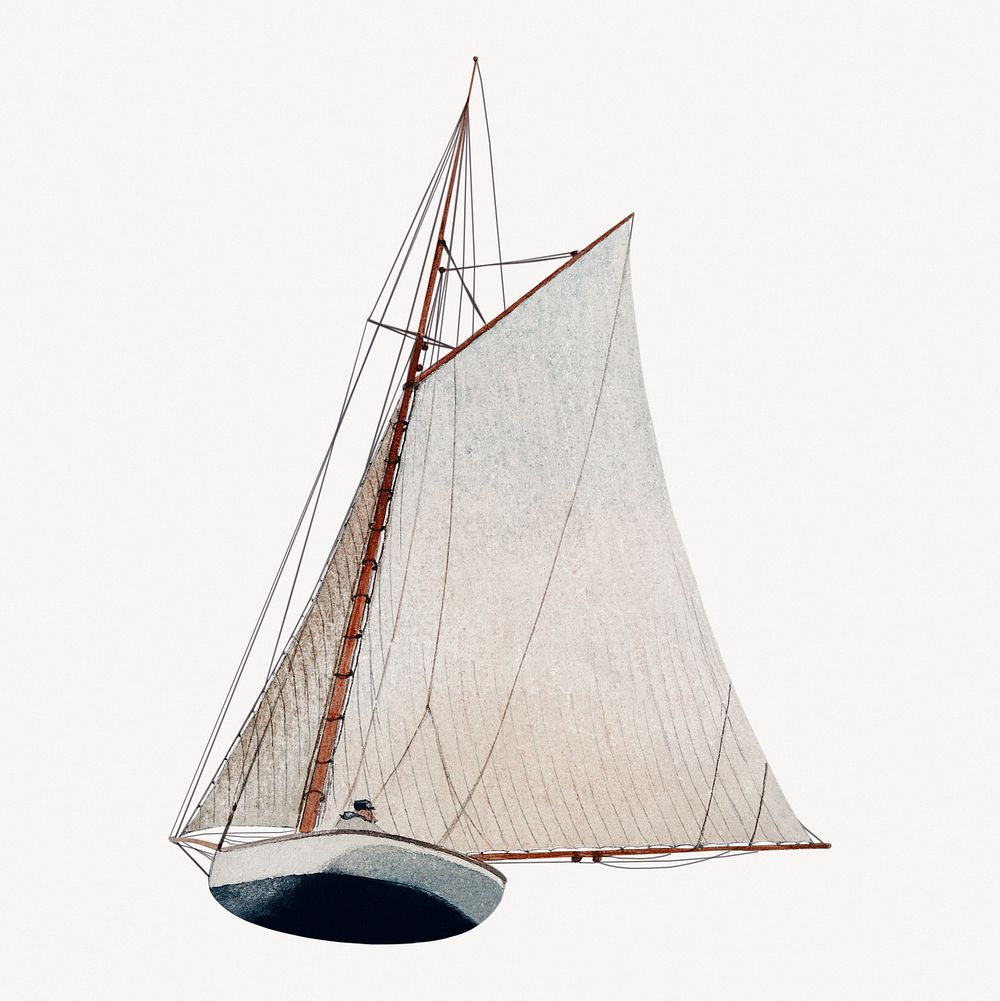 Winslow Homer sailboat clipart psd, remixed by rawpixel.