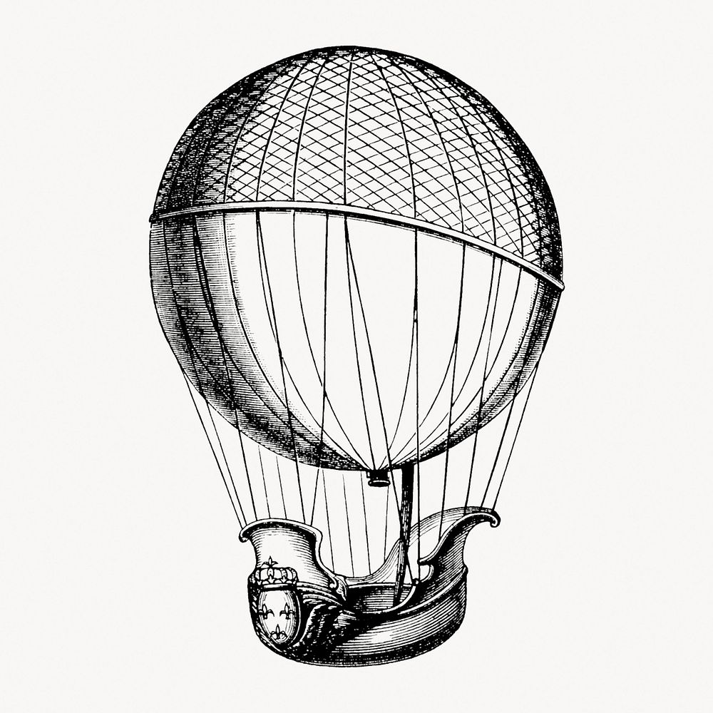 Air balloon illustration, vintage artwork