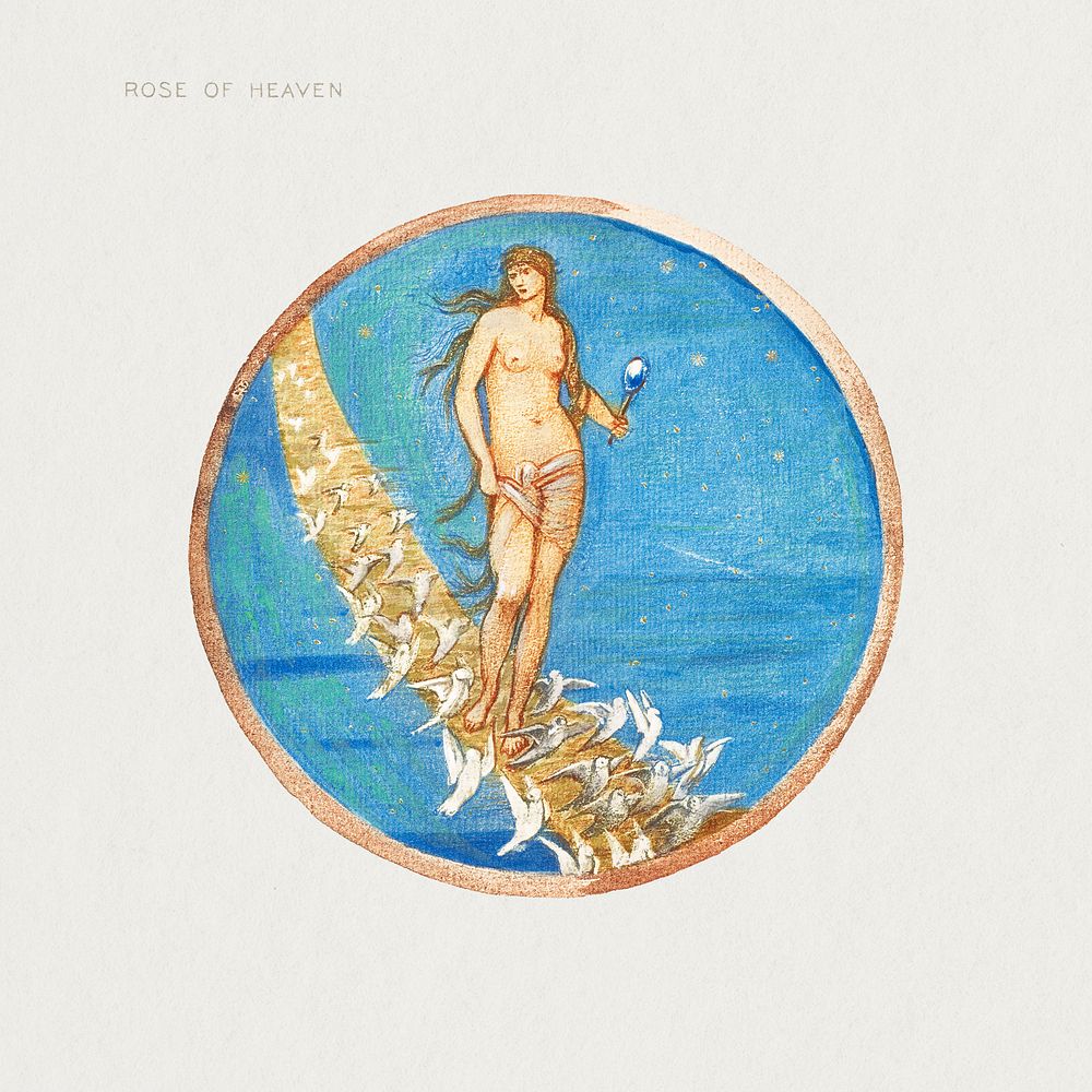 Rose of Heaven from The Flower Book (1905) by Sir Edward Burne&ndash;Jones. Original from The Birmingham Museum. Digitally…
