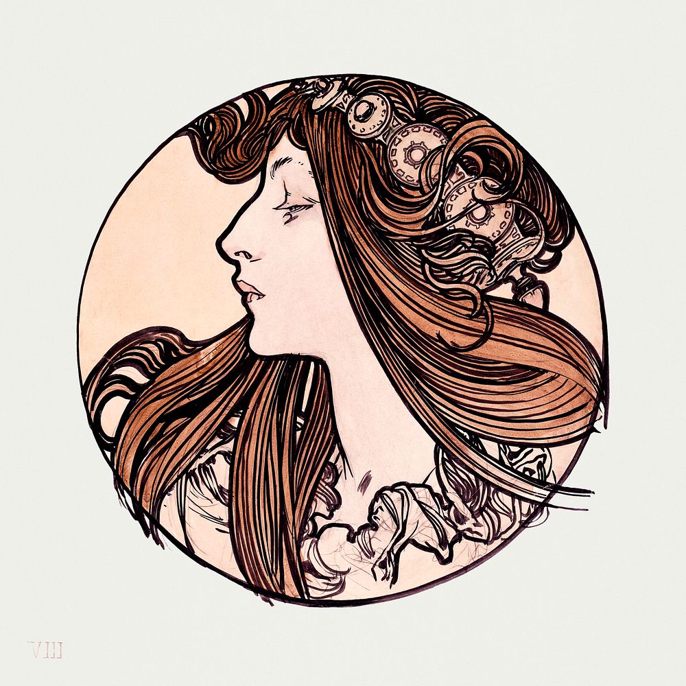 Stained glass window for the facade of the Fouquet boutique by Alphonse Maria Mucha (1869&ndash;1939). Original from The…