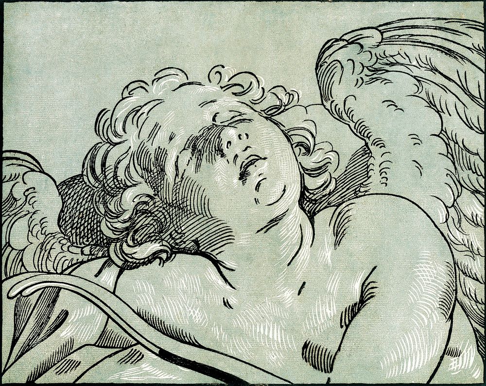 A sleeping cupid (ca. 1630&ndash;1645) by Bartolomeo Coriolano. Original from The MET Museum. Digitally enhanced by rawpixel.