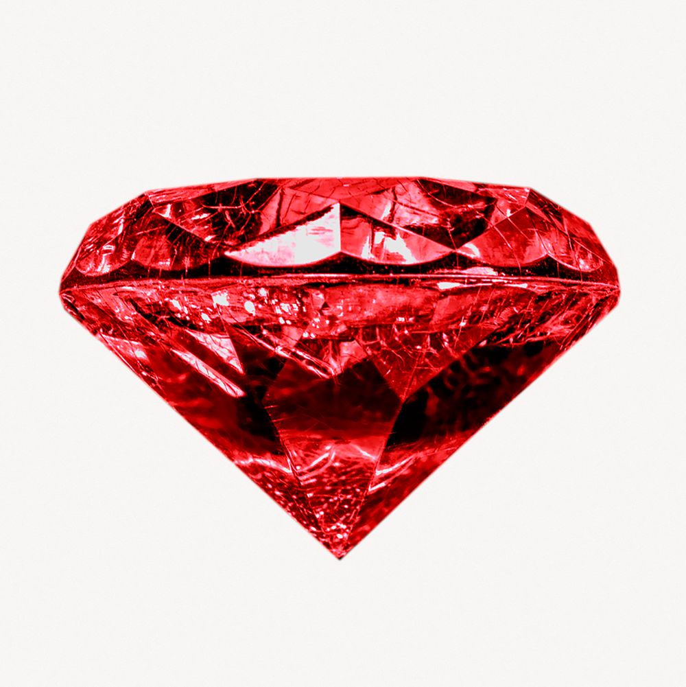 Red diamond sticker, jewel isolated image psd