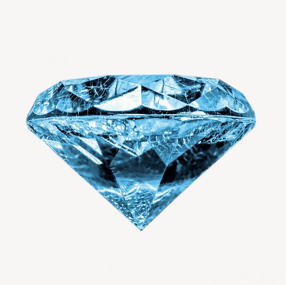 Blue diamond sticker, jewel isolated image psd