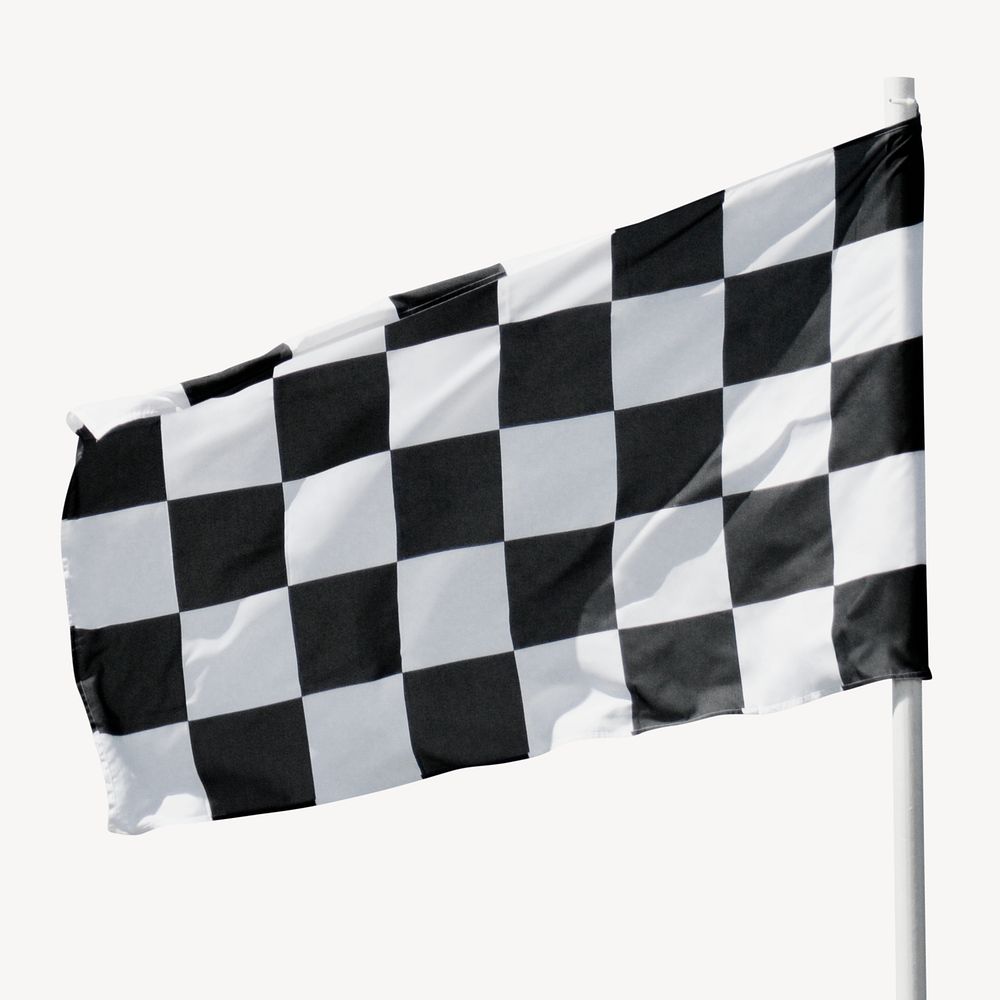 Car racing flag sticker, isolated image psd