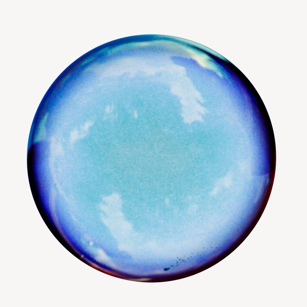 Blue bubble sticker, aesthetic effect isolated image psd