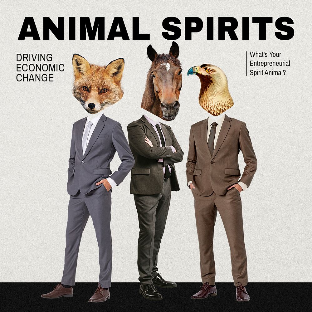 Animal spirits Instagram post template, business remixed media psd