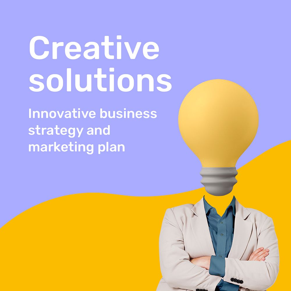 Creative solutions Instagram post template, business remixed media psd