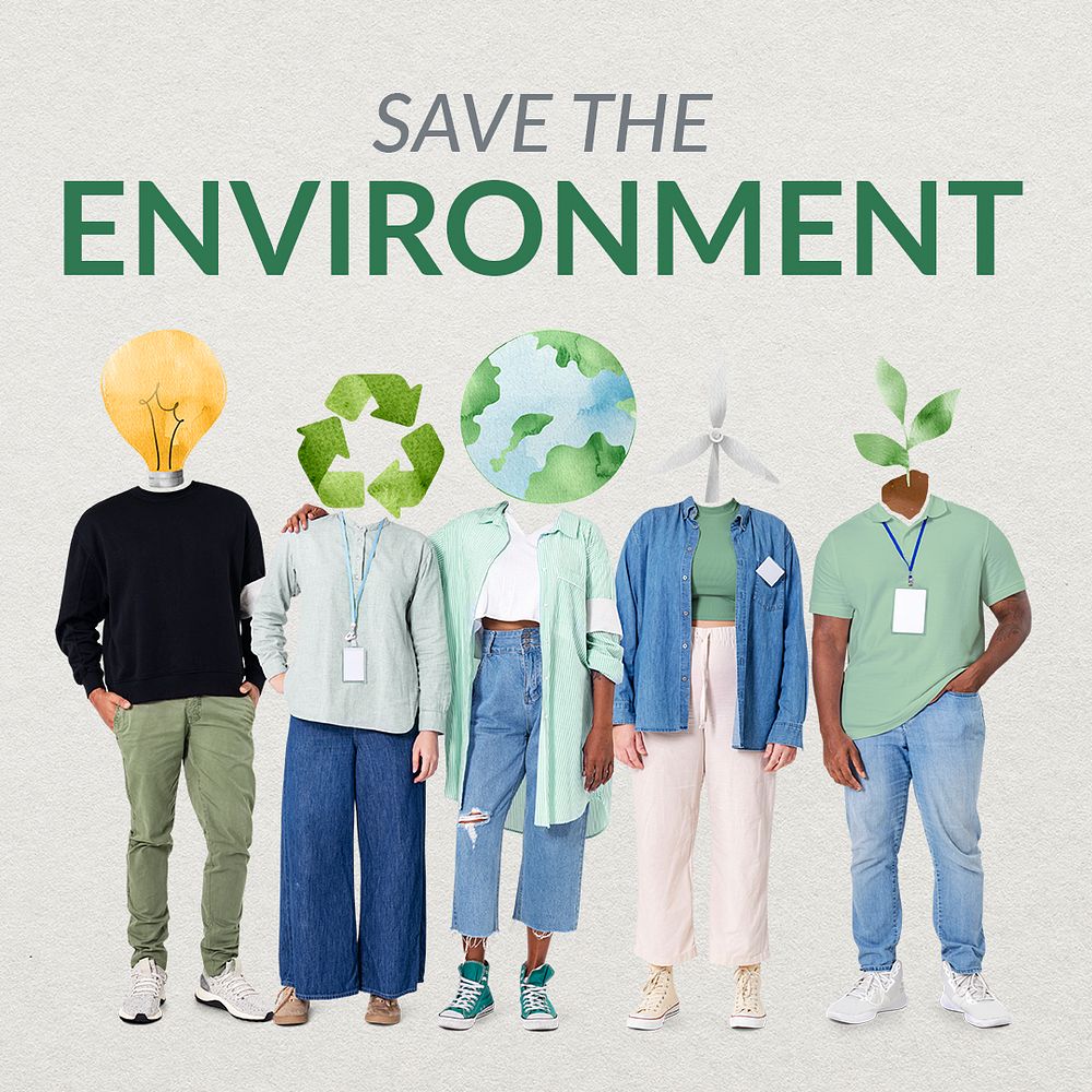 Environment Instagram post template, save the world remixed media  psd